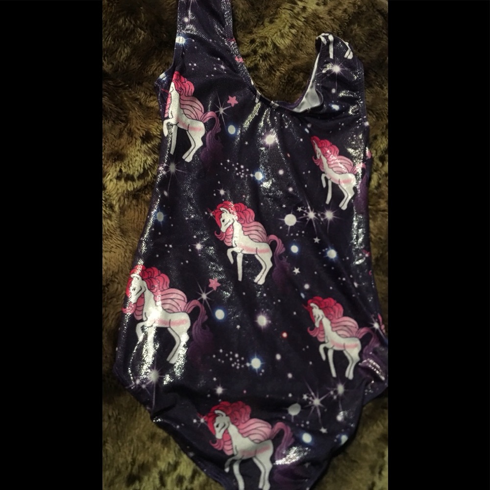 Little Girls Purple Shiny Unicorn Swimsuit NEW! - Picture 2 of 3